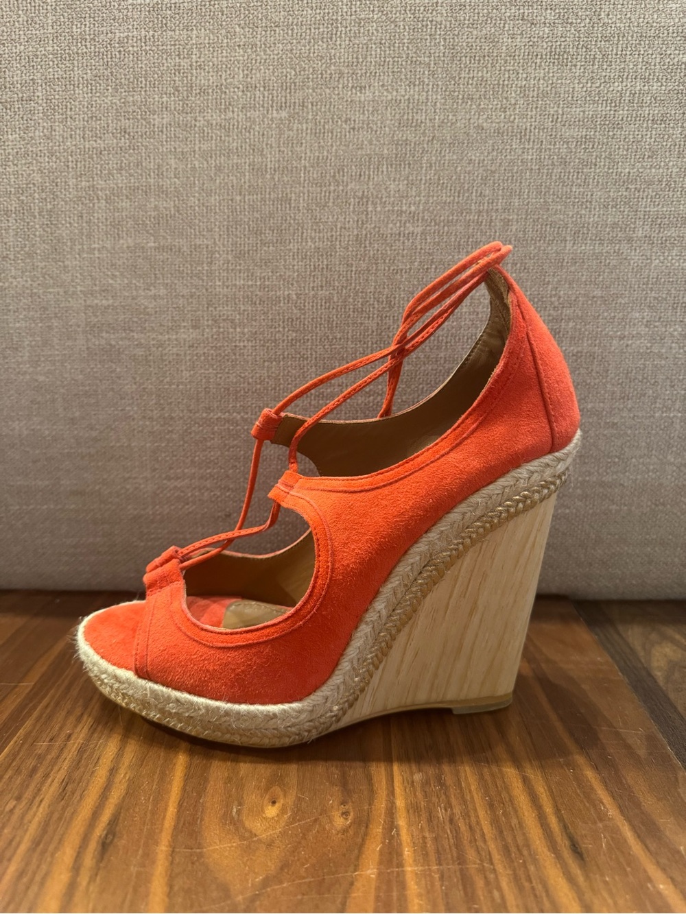Aquazzura Christy Espadrille Wedge Coral NWT 7.5